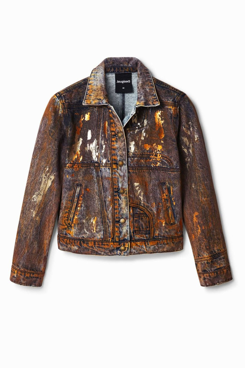DESIGUAL Kurtka damska Desigual Los Angeles jeansowa brązowa -XS