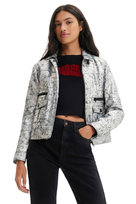 Kurtka damska Desigual Mineapolis z eko skóry srebrna-XS Desigual