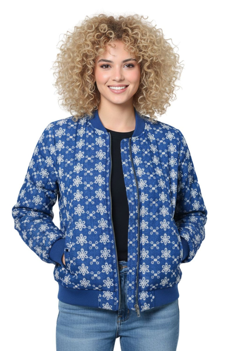 DESIGUAL Kurtka damska Desigual Prunilda ocieplana niebieska haftowana  -M