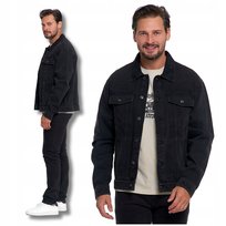 KURTKA JEANSOWA MĘSKA Czarna Katana Klasyczna Guziki Bawełniana MORAJ XL