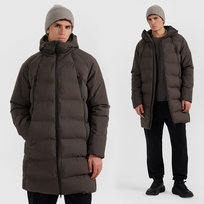 Kurtka Męska 4F Płaszcz Puchowy z Membraną Długi Z Kapturem Khaki 4FWAW25TTJAM0995 XXL Khaki 4F