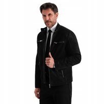 Kurtka męska biker ze stójką w stylu retro czarna V2 OM-JAFL-0197 XXL Ombre