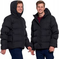 KURTKA MĘSKA PIKOWANA Z KAPTUREM ZIMOWA CIEPŁA NA ZAMEK MODNA MORAJ 3XL BLACK