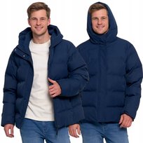 KURTKA MĘSKA PIKOWANA Z KAPTUREM ZIMOWA CIEPŁA NA ZAMEK MODNA MORAJ M NAVY