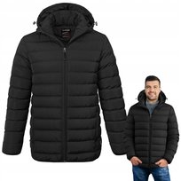 KURTKA Męska z Kapturem ZIMOWA Miejska Pikowana CZARNA Pako Jeans