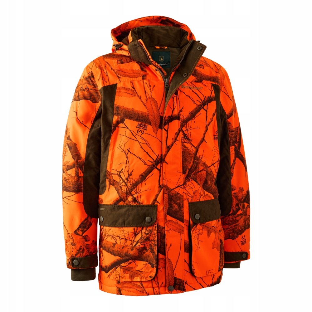 Deerhunter Gilet Eagle, Camouflage Realtree Edge® Arancione, Con Tasche E Dettagli In Pelle Scamosciata, Per Caccia
