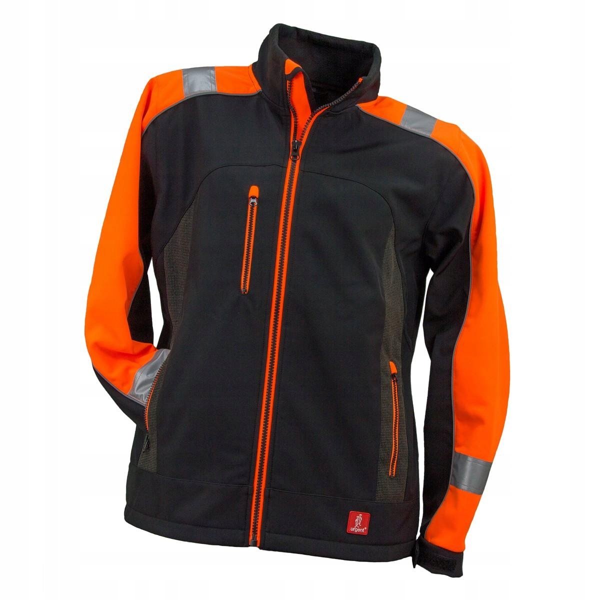 Urgent Softshell Arbeitsjacke GL-8364 wasserdicht Winddicht atmungsaktiv isoliert isolierter Reißverschluss Funktionsjacke Herren Outdoor Trekking Jacke elastisch schwarz mit orangen Elementen; (L