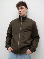 Kurtka Przejściowa Z Eko Zamszu Męska Zielona Oliwkowa Klasyczna Modna M inna (Inny)