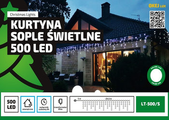 Kurtyna Sople LED 25 m 500 LED OLT-500/S/N, barwa niebieska - Multimix