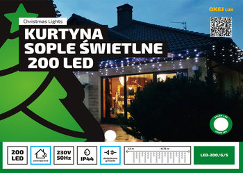 Kurtyna sople LED 8,75 m 200 LED OLED-200/G/S/X, barwa ciepła biała - Multimix