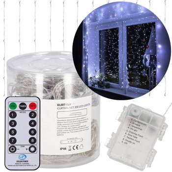 Kurtyna świetlna 300 Led biały zimny lampki wewnętrzno-zewnętrzne - Springos