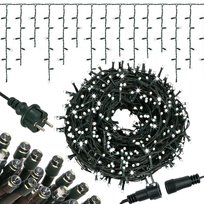 Kurtyna świetlna 300 led girlanda, lampki zewnętrzne sople zimny biały + flash