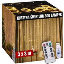 Kurtyna Świetlna 3X3M Sople 300Led Girlanda Lampki