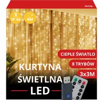 Kurtyna Świetlna 3X3M Sople 300Led Girlanda Lampki