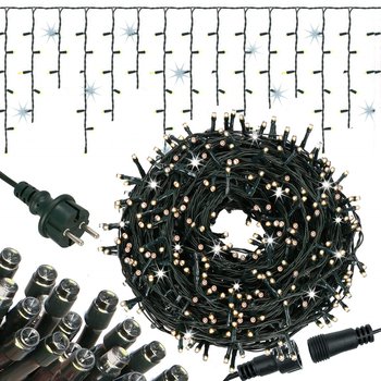 Kurtyna świetlna 500 led girlanda, lampki zewnętrzne sople ciepły biały + flash - Springos