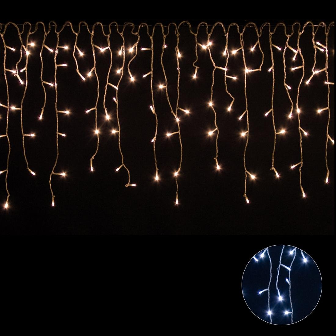 Kurtyna świetlna, ciepła biel, lampki ogrodowe, girlanda 200 LED, 5 m