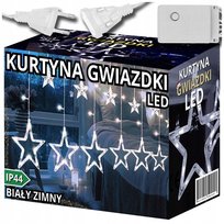 Kurtyna Świetlna Gwiazdki Led Białe Zimne Lampki Choinkowe Długa Girlanda