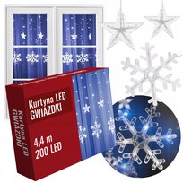 Kurtyna świetlna gwiazdki led białe zimne lampki choinkowe długa girlanda