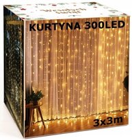 KURTYNA ŚWIETLNA LAMPKI GIRLANDA OKIENNA DRUCIKI 300 LED 3x3m USB + PILOT