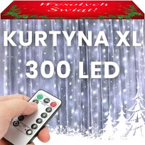 Kurtyna Świetlna Led 300 Zimna 3X3 Lampki Świąteczne Choinkowe Girlanda Xl