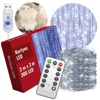 Kurtyna świetlna led 3x3 lampki x 300 świąteczne choinkowe girlanda na okno