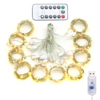 Kurtyna świetlna LED, girlanda USB 3x3 m z pilotem, ciepła, biały ciepły