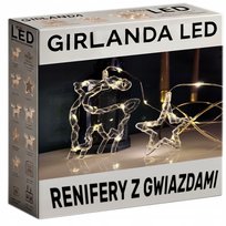 KURTYNA ŚWIETLNA OZODBA RENIFER GWIAZDKI GIRLANDA 10 X LAMPKI CHOINKOWE LED