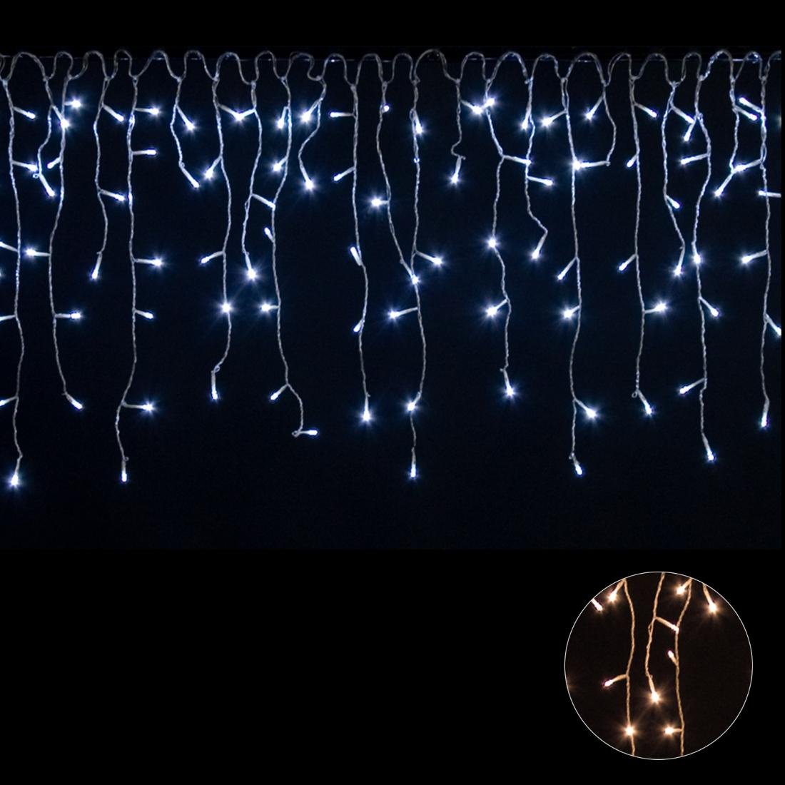 Kurtyna świetlna, zimna biel, lampki ogrodowe, girlanda 400 LED