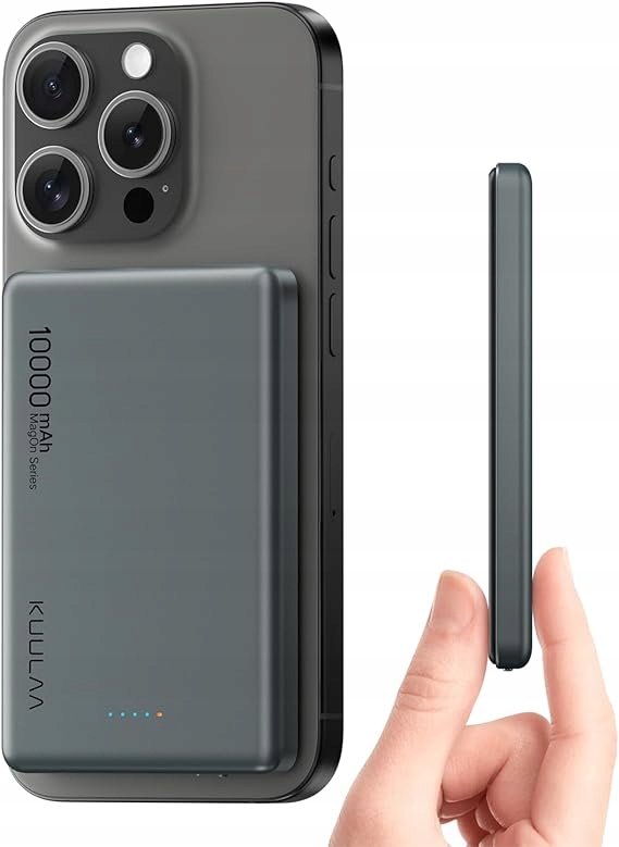 Kuulaa Power Bank Magnetico Ultra Sottile Da 10000mAh – Ricarica Wireless 15W/7.5W E USB-C PD 20W – Compatibile Con IPhone 16/15/14/13/12 Serie – 1400g Di Forza Magnetica