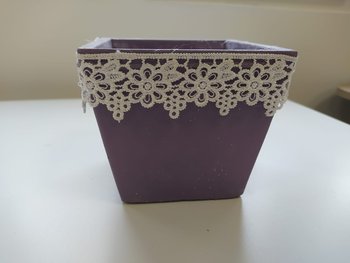 Kwadratowa doniczka / donica z ceramiki szkliwionej, fioletowa,- 12 cm - kolekcja RUSTIC - HEDO