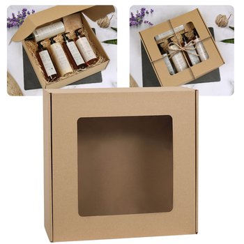 Kwadratowe pudełko fasonowe z okienkiem, pudełko prezentowe, prezent 30x30x10 cm x1