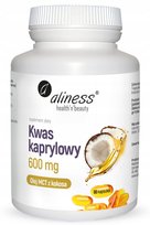 Kwas kaprylowy (60% C8) 600 mg Olej MCT z kokosa suplement diety || Aliness