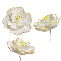 Kwiat cukrowy na tort Kamelia złota biała d=10 cm