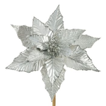 Kwiat Świąteczny Dekoracyjny 78A 25 Cm Srebrny - Eurofirany