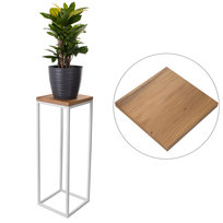 Kwietnik LOFT stojak 50cm biały metal deska dąb