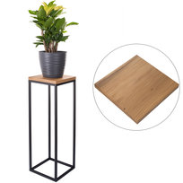 Kwietnik LOFT stojak 60cm czarny metal deska dąb