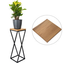 Kwietnik skosy LOFT stojak 60cm czarny metal deska dąb