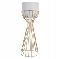 Kwietnik stojący metal biało złoty stojak loft druciany, 56cm