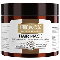 L'Biotica, Biovax, intensywnie regenerująca maseczka do włosów-Argan, Makadamia, Kokos, 250 ml