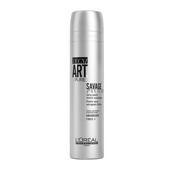 L'Oreal Professionnel, Tecni Art Pure Savage Panache Powder Spray, Bezzapachowy puder w sprayu nadający objętość włosom Force 4, 250 ml - L'Oréal Professionnel