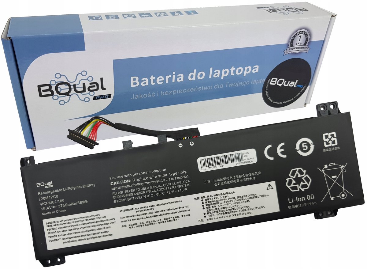 15,36 V 60 Wh/3910 mAh/4-cell L20C4PC0 L20M4PC0 laptopbatterij