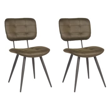 LABEL51 Krzesła stołowe Gus, 2 szt., 49x60x87 cm, zieleń wojskowa - LABEL51