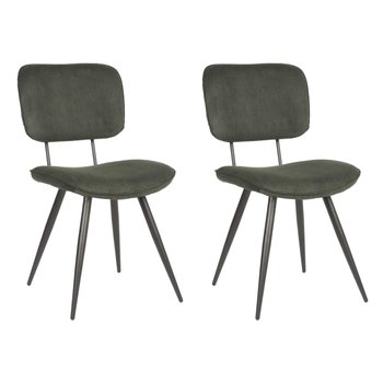 LABEL51 Krzesła stołowe Vic, 2 szt., 49x60x87 cm, zieleń wojskowa - LABEL51