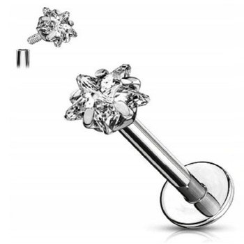 Labret Kolczyk do Ucha Kryształek SS316L 1,2/10/3 mm - EMIGMAT