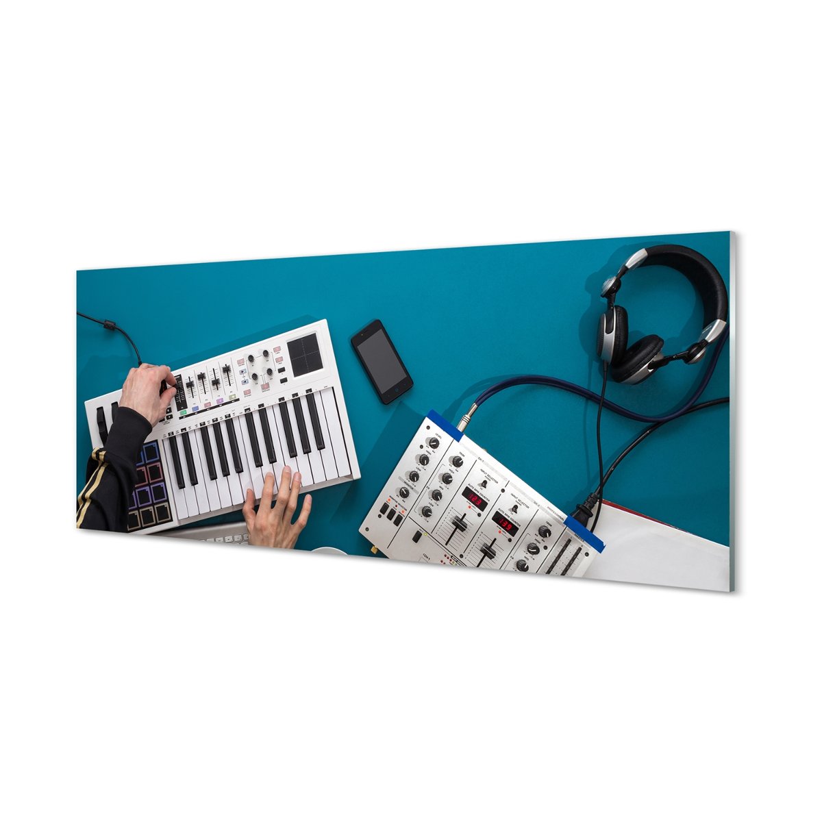 Lacobel pod szafkę Konsola DJ słuchawki 125x50 cm