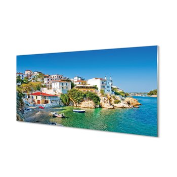 Lacobel szkło Grecja Wybrzeże budynki morze 120x60 - Tulup