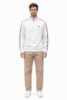 LACOSTE BIAŁA BLUZA MĘSKA Z PÓŁGOLFEM I TAŚMĄ LOGO XXL 1I1E Lacoste