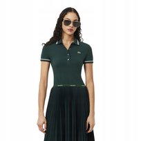LACOSTE KOSZULKA POLO DAMSKA ZIELONA Z BIAŁYMI PASKAMI 34 OPA Lacoste