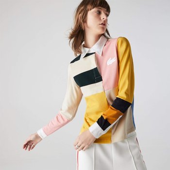 Lacoste L!Ve Women’S Colourblock Cotton Rugby Style Polo Shirt - Xs - Lacoste