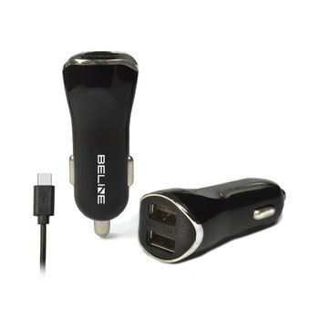 Ład. sam. Beline 2xUSB + USB-C 2,1A czarna/black - Beline